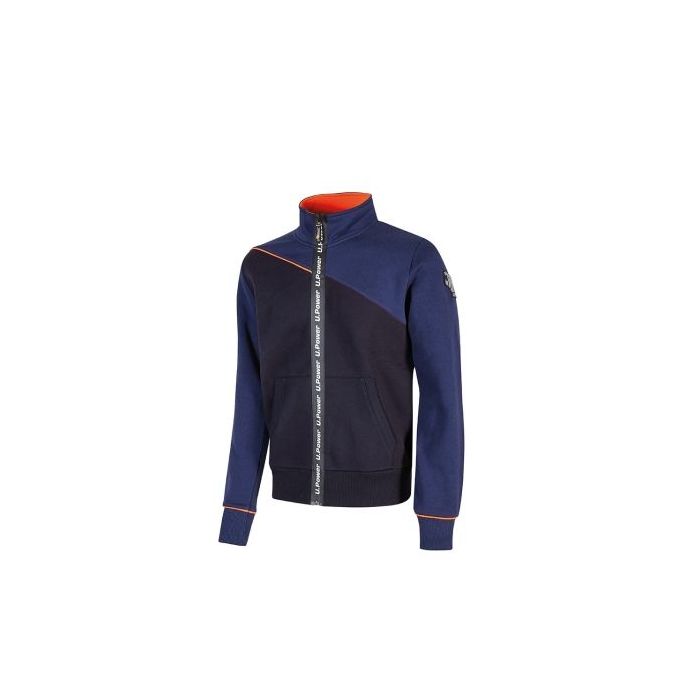 Upower Uranus Sudadera sin Capucha con Cremallera Central - Talla 3XL - a Prueba de Agua, Piping Fluo para Mayor Visibilidad, Puños Acanalados, Proteccion DPI1 - Color Azul Marino