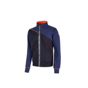 Upower Uranus Sudadera sin Capucha con Cremallera Central - Talla M - a Prueba de Agua, Puños y Fondo Acanalado Elastico, Insertos en Piping Fluo, Proteccion DPI1 - Color Azul Marino