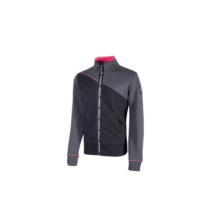 Upower Uranus Lady Sudadera de Trabajo para Mujer - Talla 3XL - Cremallera Impermeable, Ribetes Fluorescentes, sin Capucha, Algodon y Poliester, Proteccion DPI1 - Color Gris Fucsia