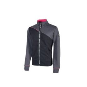 Upower Uranus Lady Sudadera de Trabajo para Mujer - Talla M - Cremallera Impermeable, Ribetes Fluorescentes, sin Capucha, Algodon y Poliester, Proteccion DPI1 - Color Gris Fucsia