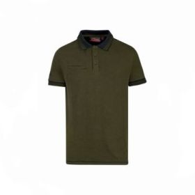 Upower Way Polo Hombre Manga Corta - Talla S - Algodon Stretch, Ajuste Slim Fit, Ribetes en Contraste, Cierre Tres Botones, Aberturas Laterales, Proteccion DPI1 - Color Verde Oscuro