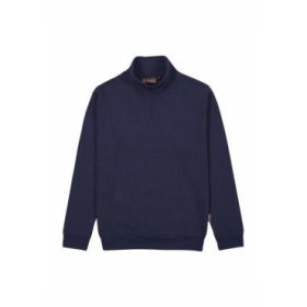 Upower Tautra Sudadera de Trabajo Confortable y Duradera - Talla L - Polialgodon Perchado, Media Cremallera, Cuello Ajustable, Detalles en Canale Elastico, Proteccion DPI1 - Color Azul Marino