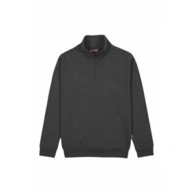 Upower Tautra Sudadera de Trabajo Confortable y Duradera - Talla L - Polialgodon Perchado, Media Cremallera, Manga Redonda, Cuello Ajustable, Proteccion DPI1 - Color Gris Meteorito