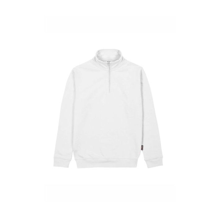 Upower Tautra Sudadera de Trabajo Confortable y Duradera - Talla M - Polialgodon Perchado, Media Cremallera, Cuello Ajustable, Puños Canale Elastico, Proteccion DPI1 - Color Blanco