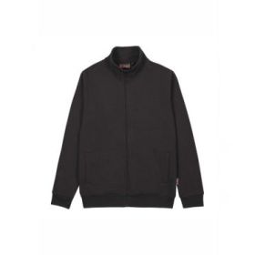 Upower Sotra Sudadera de Trabajo sin Capucha - Talla S - Polialgodon Perchado, Cremallera, Diseño Ergonomico, Puños y Dobladillo Elastico, Bolsillos Laterales, Proteccion DPI1 - Color Negro Carbon