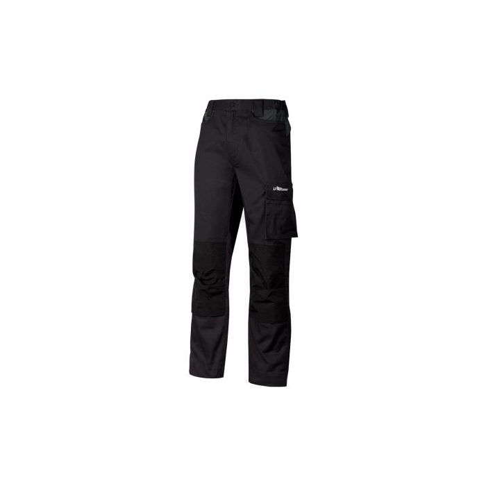 Upower Mallorca Pantalon de Trabajo Ergonomico - Talla 5XL - Algodon Elastico, Cintura Elastica, Multiples Bolsillos, Refuerzos Estrategicos, Cinta Reflectante, Triple Costura - Color Negro Carbon