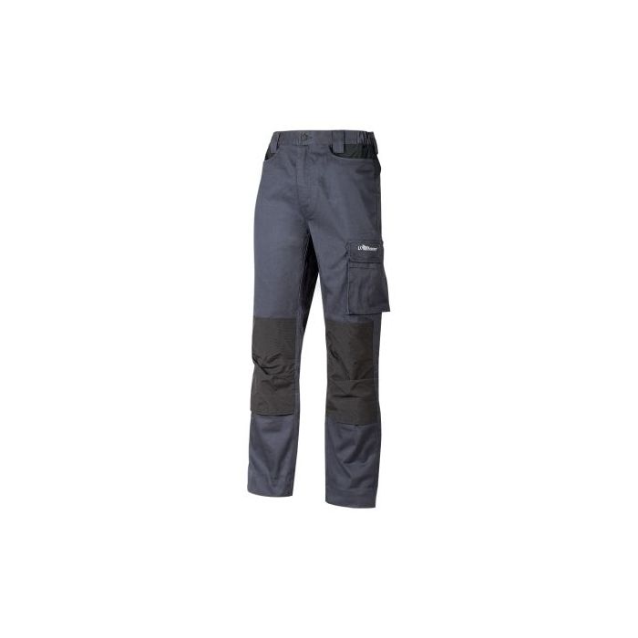 Upower Mallorca Pantalon de Trabajo con Algodon Elastico - Talla 3XL - Diseño Ergonomico, Cintura Elastica, Multiples Bolsillos, Refuerzos Estrategicos, Cinta Reflectante - Color Gris Oscuro
