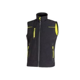 Upower Universe Chaleco Softshell Impermeable - Talla L - Transpirable y Resistente al Viento, Forro Micropolar, Cremallera Impermeable, Bolsillo Free Sound, Detalles Reflectantes, Proteccion DPI1 - Color Negro Carbon