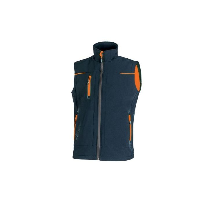 Upower Universe Chaleco Softshell Impermeable - Talla 2XL - Transpirable, Resistente al Viento, Forro Micropolar, Cremallera Impermeable, Bolsillo Free Sound, Detalles Reflectantes, Proteccion DPI1 - Color Azul Marino