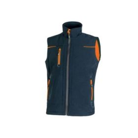 Upower Universe Chaleco Softshell Impermeable - Talla M - Transpirable y Resistente al Viento, Forro Micropolar, Cremallera Impermeable, Bolsillo Free Sound, Detalles Reflectantes, Proteccion DPI1 - Color Azul Marino