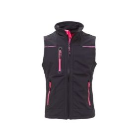 Upower Universe Lady Chaleco Softshell Impermeable - Talla 3XL - Transpirable y Resistente al Viento, Forro Micropolar, Bolsillo Free Sound, Detalles Reflectantes, Proteccion DPI1 - Color Gris Fucsia