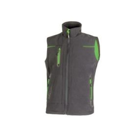 Upower Universe Chaleco Softshell Impermeable - Talla L - Transpirable y Resistente al Viento, Forro Micropolar, Cremallera Impermeable, Bolsillo Free Sound, Detalles Reflectantes - Color Gris Asfalto Verdoso
