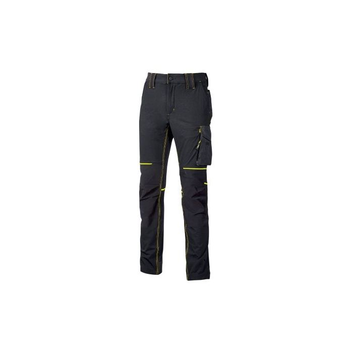 Upower World Pantalon Stretch Resistente - Talla XL - Secado Rapido, Bolsillos Multiples, Ajuste Retractil, Detalles Reflectantes, Costuras Triples, Proteccion DPI1 - Color Negro Carbon