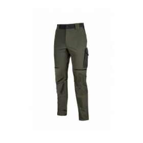 Upower World Pantalon Elastico y Resistente - Talla 5XL - Repelente al Agua, Transpirable, Secado Rapido, Multiples Bolsillos Funcionales, Cintura Elastica, Proteccion DPI1, Slim Fit - Color Verde Oscuro