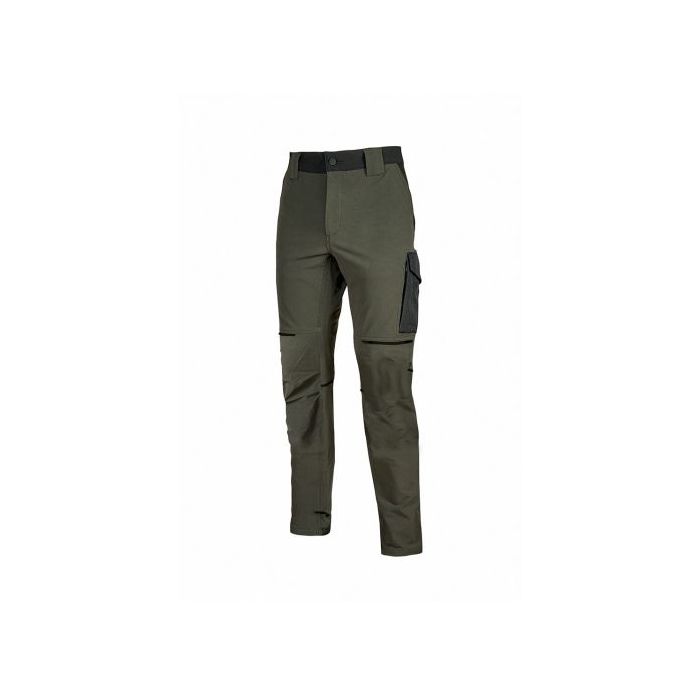 Upower World Pantalon Elastico y Resistente - Talla M - Repelente al Agua, Transpirable, Secado Rapido, Multiples Bolsillos, Cintura Ajustable, Proteccion DPI1 - Color Verde Oscuro