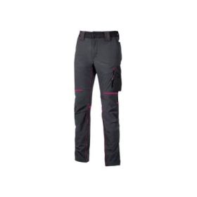 Upower World Lady Pantalon de Tejido U-4 Stretch - Talla 5XL - Resistente y Transpirable, Secado Rapido, Multiples Bolsillos Funcionales, Ajuste Retractil, Detalles Reflectantes, Proteccion DPI1 - Color Gris Fucsia