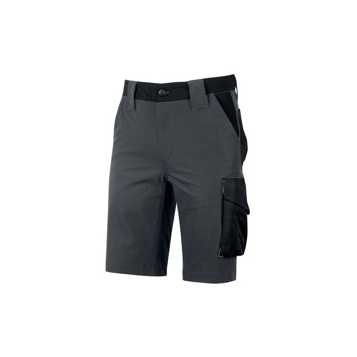 Upower Mercury Pantalon Corto de Alta Calidad - Talla L - Repelente al Agua, Transpirable, Secado Rapido, Multiples Bolsillos, Proteccion Lumbar, Slim Fit, DPI1 - Color Gris Asfalto