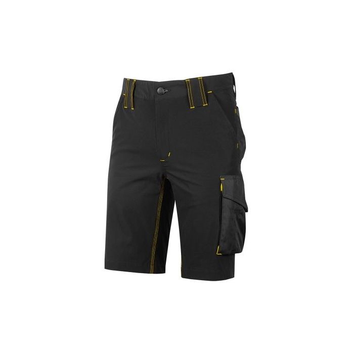 Upower Mercury Pantalon Corto Tejido U-4 - Talla M - Maxima Movilidad, Resistente, Repelente al Agua, Transpirable, Ajuste Retractil, Costuras Triples, Proteccion DPI1 - Color Negro Carbon