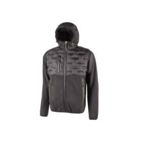 Upower Spock Chaqueta Hibrida Transpirable y Antiviento - Talla L - Cremallera Impermeable, Capucha Ajustable, Acolchado sin Costuras, Bolsillos Fluorescentes, Proteccion DPI1 - Color Gris Asfalto