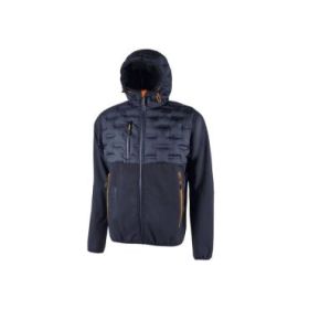 Upower Spock Chaqueta Hibrida Transpirable y Antiviento - Talla M - Cremallera Impermeable, Capucha Ajustable, Acolchado sin Costuras, Bolsillos con Cierres Fluorescentes, Proteccion DPI1 - Color Azul Marino