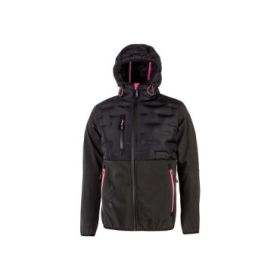 Upower Spock Lady Chaqueta Hibrida Mujer - Talla XL - Transpirable y Antiviento, Capucha Ajustable, Puños Elastizados, Multibolsillos, Cremallera Impermeable, Proteccion DPI1 - Color Gris Fucsia