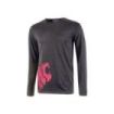 Upower Alien Camiseta de Manga Larga de Algodon - Talla XL - Corte Ajustado, Cuello Redondo Acanalado, Impresion Serigrafica Cabeza de Leon, Proteccion DPI1 - Color Gris Fucsia