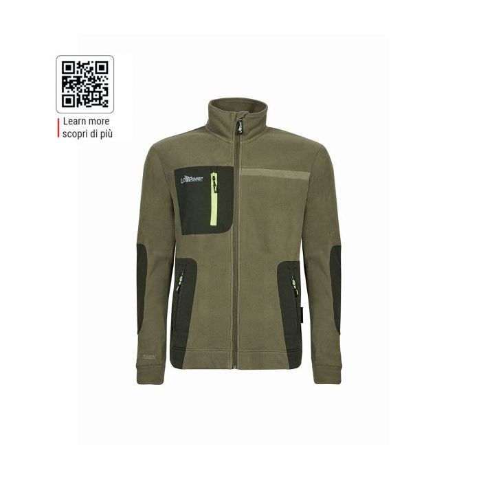 Upower Venus Sudadera Polar con Cremallera - Talla L - Alta Transpirabilidad, Acabados Hot Press, Proteccion DPI1, Tres Bolsillos con Cremallera - Color Verde Oliva