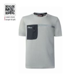 Upower Christal Camiseta Hombre con Termorregulacion Inteligente - Talla 3XL - Efecto Antimicrobiano, Detalles Reflectantes, Bolsillo con Cremallera, Proteccion DPI1 - Color Gris Claro