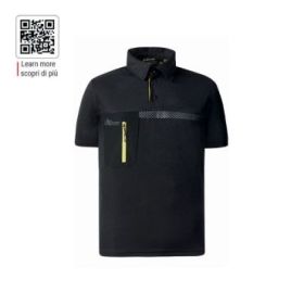 Upower Libra Polo Hombre Termorregulador - Talla L - Tecnologia HeiQ Smart Temp, Antimicrobiano HeiQ Pure, Bolsillo con Cremallera, Banda Reflectante, Proteccion DPI1 - Color Negro Carbon