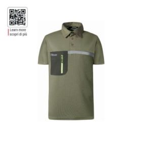 Upower Libra Polo Hombre Termorregulador - Talla S - Antimicrobiano HeiQ Pure, Bolsillo con Cremallera, Banda Reflectante, Proteccion DPI1 - Color Verde Oliva