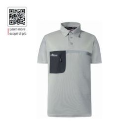 Upower Libra Polo Hombre Termorregulador - Talla 4XL - Tecnologia HeiQ Smart Temp, Tratamiento Antimicrobiano, Bolsillo con Cremallera, Banda Reflectante, Proteccion DPI1 - Color Gris Claro
