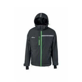 Upower Wink Chaqueta de Trabajo de Invierno - Talla 4XL - Acolchado de Grafeno, Impermeable, Capucha Fija Regulable, Multibolsillos, Detalles Reflectantes, Proteccion DPI1 - Color Gris Asfalto Verdoso