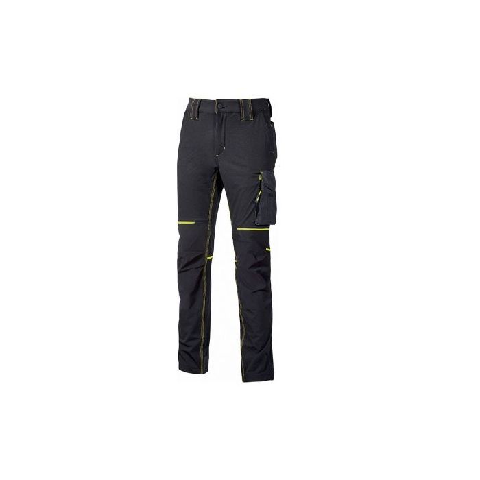 Upower World Lady Pantalon Stretch Resistente - Talla S - Transpirable y de Secado Rapido, Multiples Bolsillos Funcionales, Ajuste Retractil, Detalles Reflectantes, Proteccion DPI1 - Color Negro Carbon