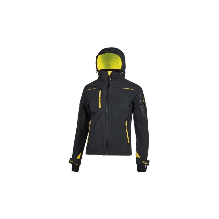 Upower Space Lady Chaqueta Softshell Impermeable - Talla M - Transpirable, a Prueba de Viento, Forro Micropolar, Capucha Desmontable, Bolsillos Avanzados, Proteccion DPI1 - Color Negro Carbon