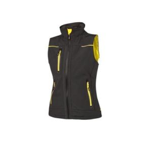 Upower Universe Lady Chaleco Softshell Impermeable - Talla S - Transpirable y Resistente al Viento, Forro Micropolar, Cremallera Impermeable, Bolsillo Free Sound, Detalles Reflectantes, Proteccion DPI1 - Color Negro Carbon