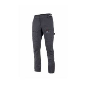 Upower Horizon Pantalones de Trabajo Elasticos - Talla S - Corte Jogging, Impermeables, Transpirables, Secado Rapido, Multibolsillo, Proteccion Lumbar, Cinta Reflectante, DPI1 - Color Gris Asfalto