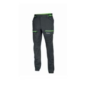 Upower Horizon Pantalones de Trabajo Elasticos - Talla L - Corte Jogging, Impermeables, Transpirables, Multibolsillo, Proteccion Lumbar, Cinta Reflectante, Proteccion DPI1 - Color Gris Asfalto Verdoso