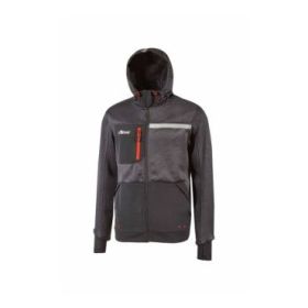 Upower Galaxy Sudadera de Trabajo con Cremallera - Talla S - Material Suave y Transpirable, Secado Rapido, Multiples Bolsillos, Capucha Ajustable, Detalles Reflectantes, Proteccion DPI1 - Color Gris Asfalto