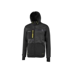 Upower Galaxy Sudadera de Trabajo con Capucha - Talla S - Transpirable, Secado Rapido, Bolsillos con Drenaje, Banda Reflectante, Proteccion DPI1 - Color Negro Carbon
