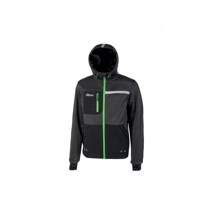 Upower Galaxy Sudadera de Trabajo con Cremallera - Talla M - Material Suave y Transpirable, Secado Rapido, Multiples Bolsillos, Capucha Ajustable, Detalles Reflectantes, Proteccion DPI1 - Color Gris Asfalto Verdoso