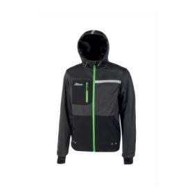 Upower Galaxy Sudadera de Trabajo con Cremallera - Talla S - Material Suave y Transpirable, Secado Rapido, Multiples Bolsillos, Capucha Ajustable, Detalles Reflectantes, Proteccion DPI1 - Color Gris Asfalto Verdoso