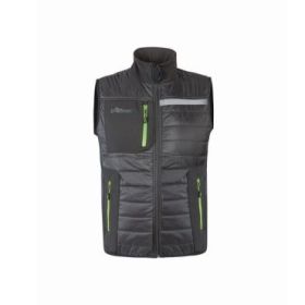 Upower Wall Chaleco de Trabajo con Relleno en Grafeno - Talla 5XL - Termorregulacion Avanzada, Repelente al Agua, Control Bacteriostatico, Multiples Bolsillos, Detalles Reflectantes - Color Gris Asfalto Verdoso