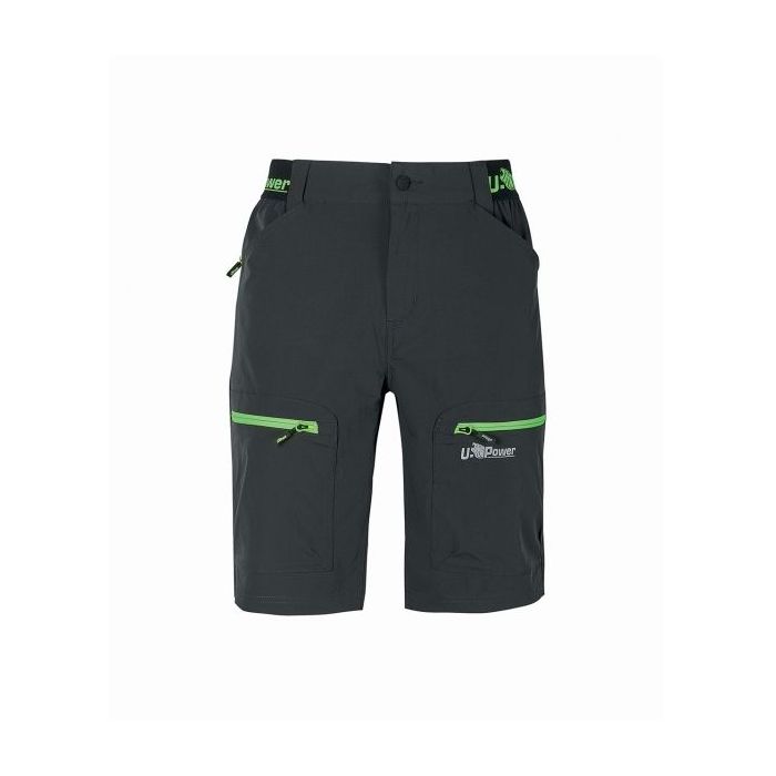 Upower Ares Bermudas de Trabajo con Corte Jogging - Talla XS - Multibolsillos con Cremallera y Velcro, Proteccion Lumbar, Cinta Reflectante, Impermeables - Color Gris Asfalto Verdoso
