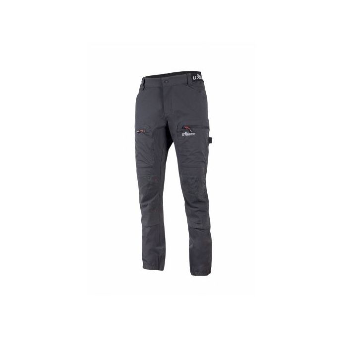 Upower Harmony Pantalones de Trabajo de Verano - Talla 4XL - Tejido Elastico, Corte Jogging, Impermeables, Secado Rapido, Multiples Bolsillos, Detalles Reflectantes - Color Gris Asfalto
