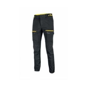 Upower Harmony Pantalones de Trabajo de Verano - Talla XL - Tejido Elastico U-4 Way Stretch, Impermeables, Secado Rapido, Transpirables, Refuerzos Resistentes, Bolsillos Multiples, Detalles Reflectantes - Color Negro Carbon