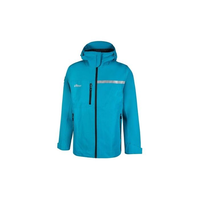 Upower Tutendo Chubasquero Impermeable con Grafeno - Talla 2XL - Termorregulador, Bacteriostatico, Costuras Termoselladas, Capucha Ajustable, Detalles Reflectantes, Multiples Bolsillos - Color Verde Aguamarina