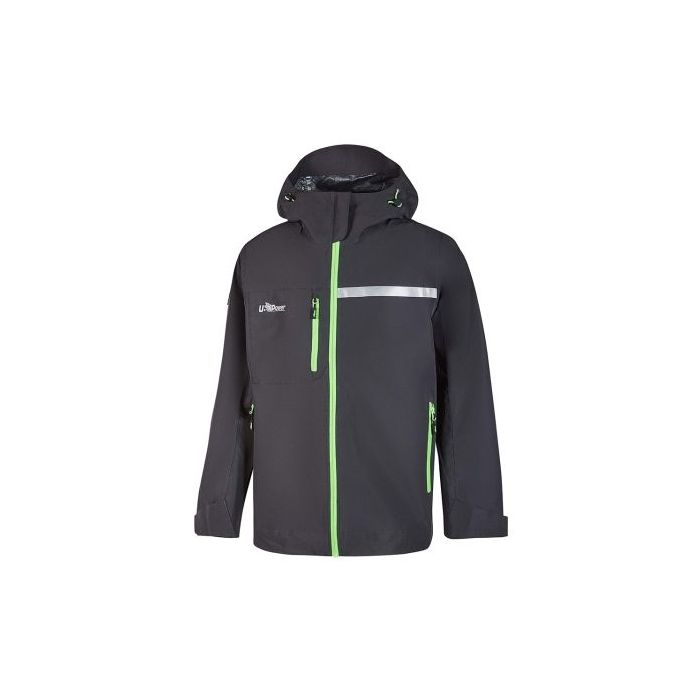 Upower Tutendo Chubasquero Impermeable Transpirable - Talla 5XL - Impresion Interna Grafeno, Termorregulador, Bacteriostatico, Costuras Termoselladas, Capucha Ajustable, Elementos Reflectantes - Color Gris Asfalto Verdoso