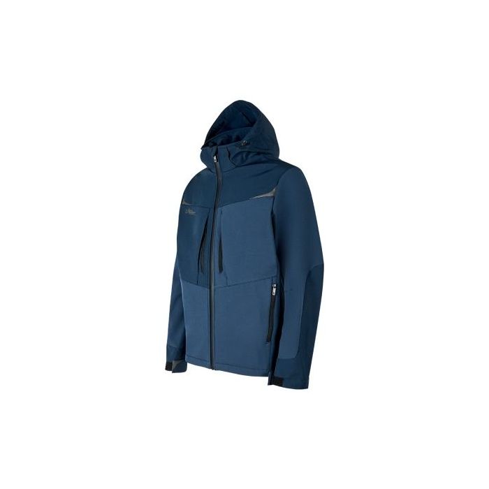 Upower Verve Chaqueta Tecnica Impermeable - Talla L - Softshell Innovador, Interior Micro-Fleece con Grafeno, Capucha Desmontable, Multiples Bolsillos, Detalles Reflectantes - Color Azul Marino