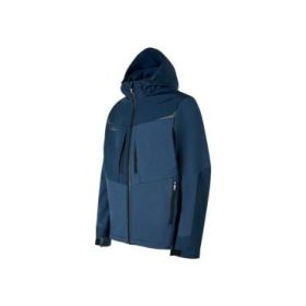Upower Verve Chaqueta Tecnica - Talla M - Proteccion Contra Lluvia y Frio, Softshell con Micro-Fleece, Capucha Desmontable, Multiples Bolsillos, Detalles Reflectantes, Cremallera Waterproof - Color Azul Marino