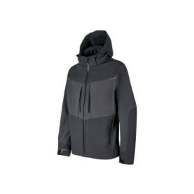 Upower Verve Chaqueta Tecnica - Talla L - Softshell Resistente, Interior Micro-Fleece con Grafeno, Capucha Desmontable, Repelente a Liquidos, Cremallera Waterproof - Color Gris